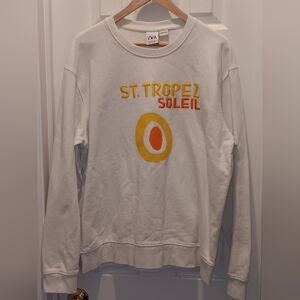 Zara x Assouline White Crew Neck Pullover Sweatshirt "St Tropez Soleil" Size XL